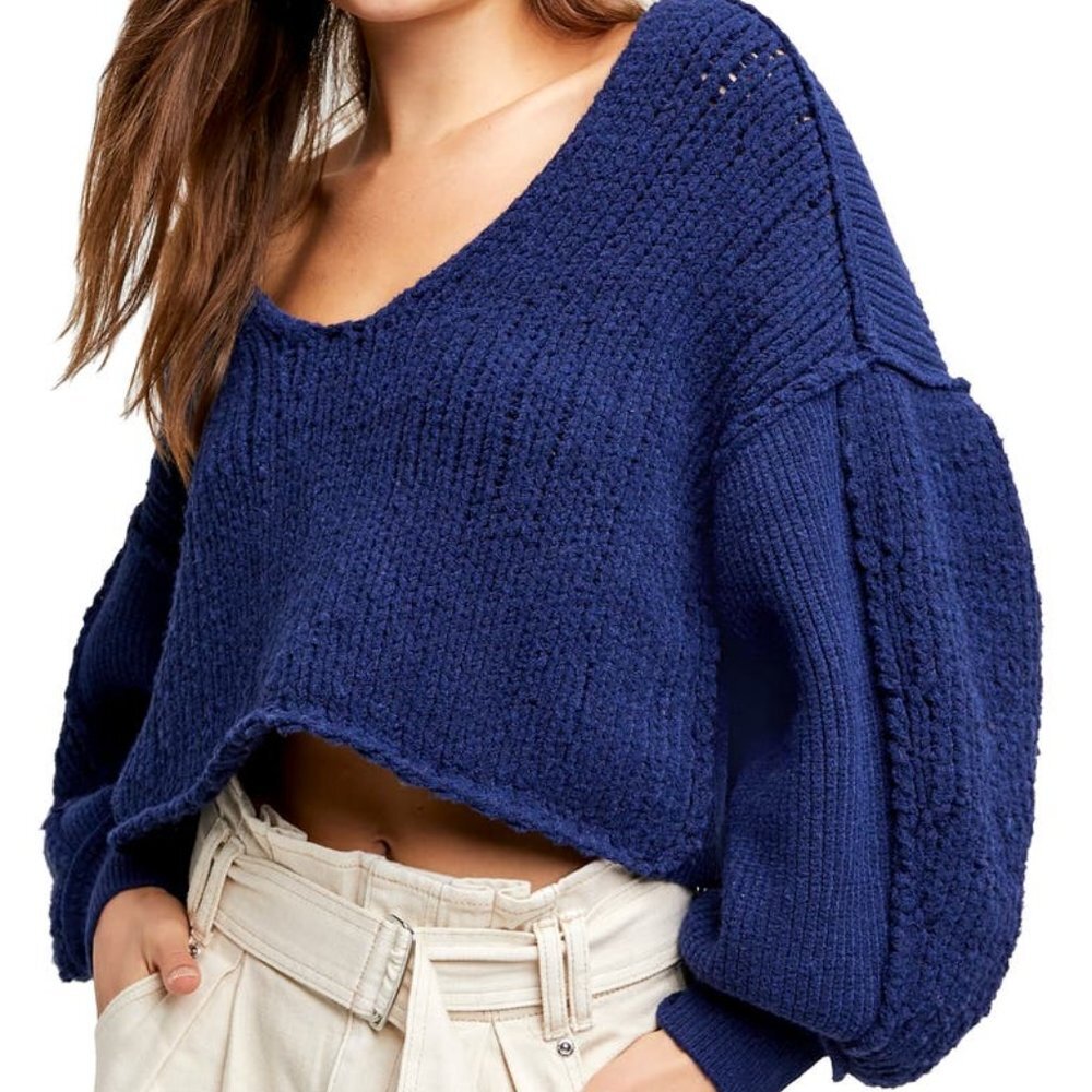 NWT Free People Sea Bright Sweater Blue